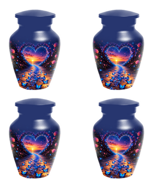 Blue Butterfly Cremation Urn for Ashes - Heart Beach Sunset Keepsake Urns