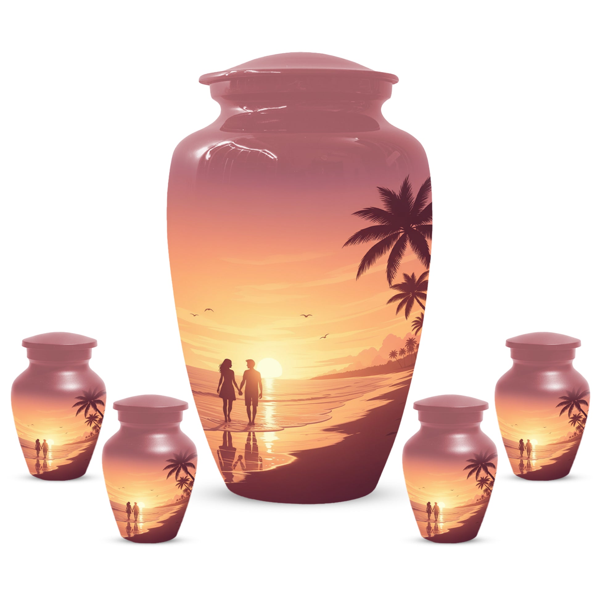 Beach Sunset Cremation Urn for Human Ashes | Personalized Adult Urn, Ocean Theme Urn & Beach Keepsake Urn