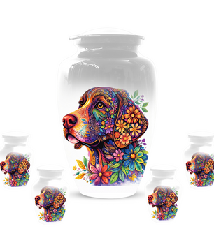 Personalized Dog Cremation Urn for Ashes | Custom Pet Memorial Urn | Colorful Floral Dog Urn |