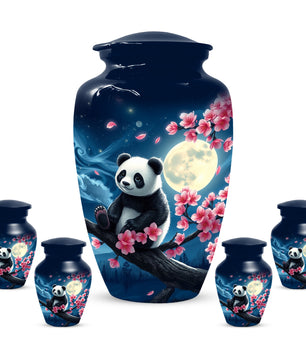Panda Moon Urn for Ashes - Personalized Cherry Blossom Memorial for Mom | Cremation Urns for Mother