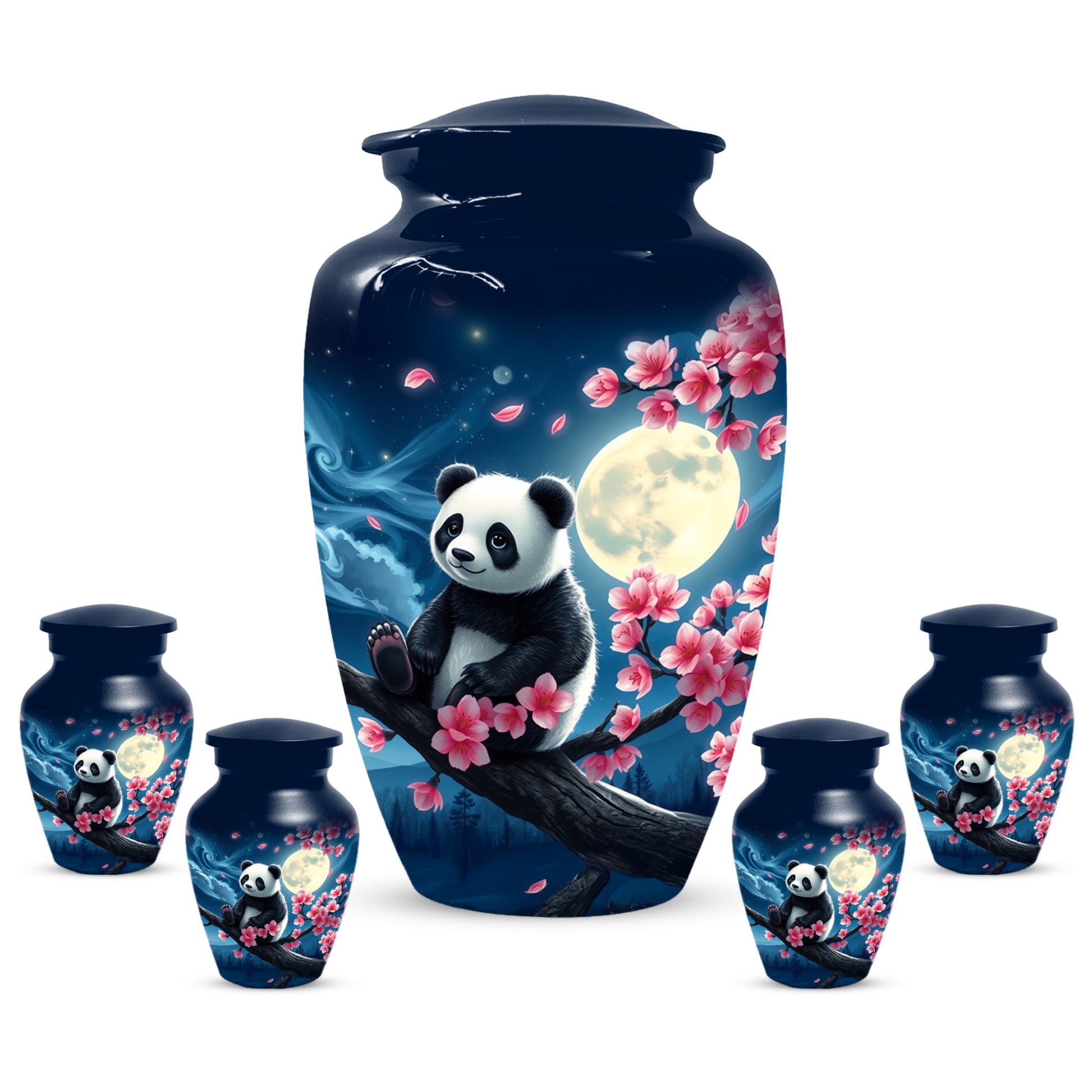 Panda Moon Urn for Ashes - Personalized Cherry Blossom Memorial for Mom | Cremation Urns for Mother