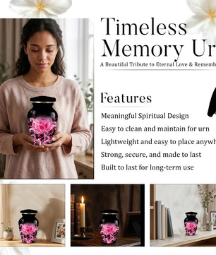 Pink Rose Cremation Urn for Ashes | Personalized Floral Memorial Urn | Handmade Adult Urn for Human Ashes