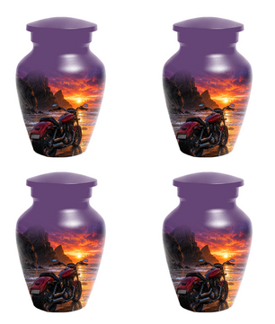 Motorcycle Urn for Dad Ashes -Beach Sunset Memorial Keepsake Urns for Men