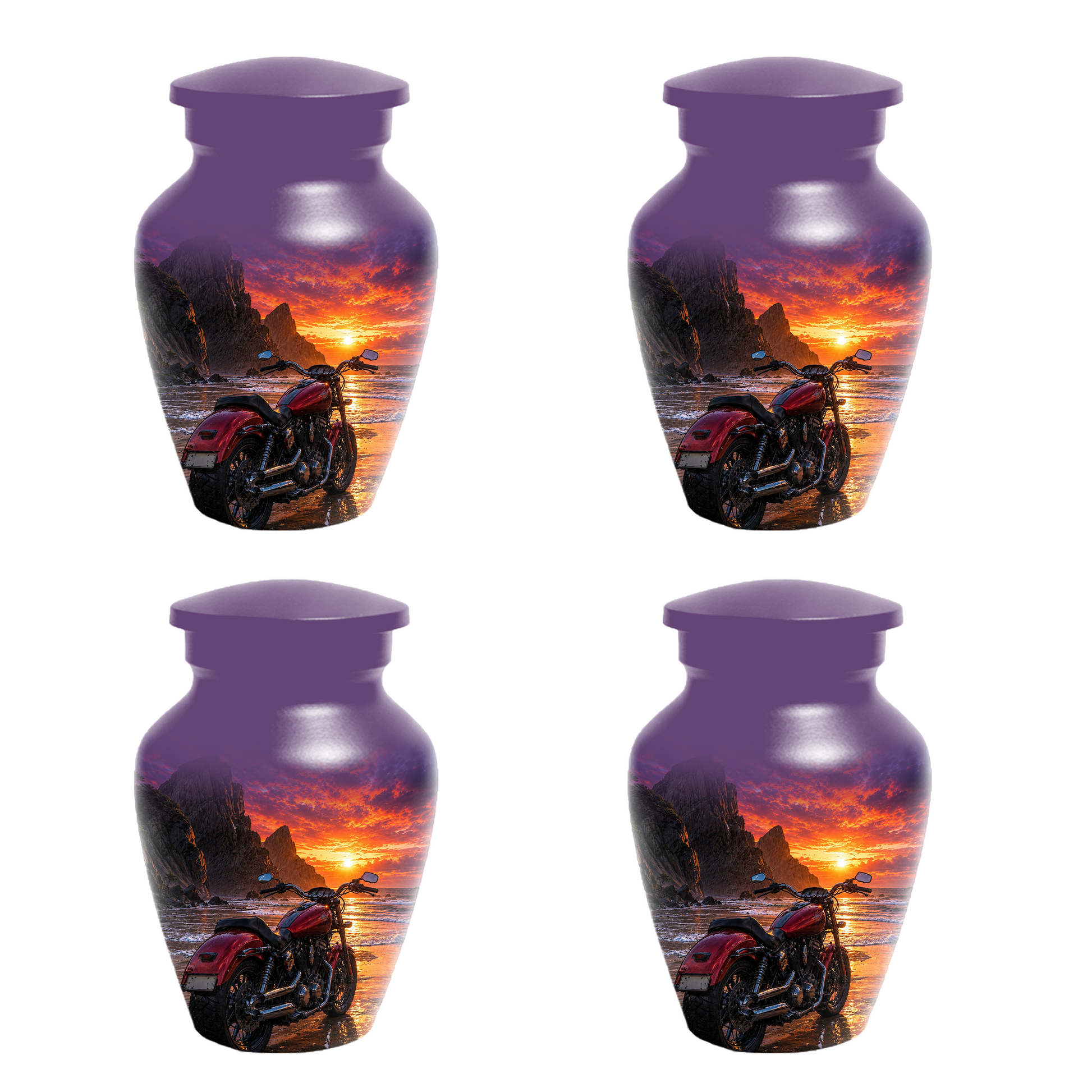 Motorcycle Urn for Dad Ashes -Beach Sunset Memorial Keepsake Urns for Men