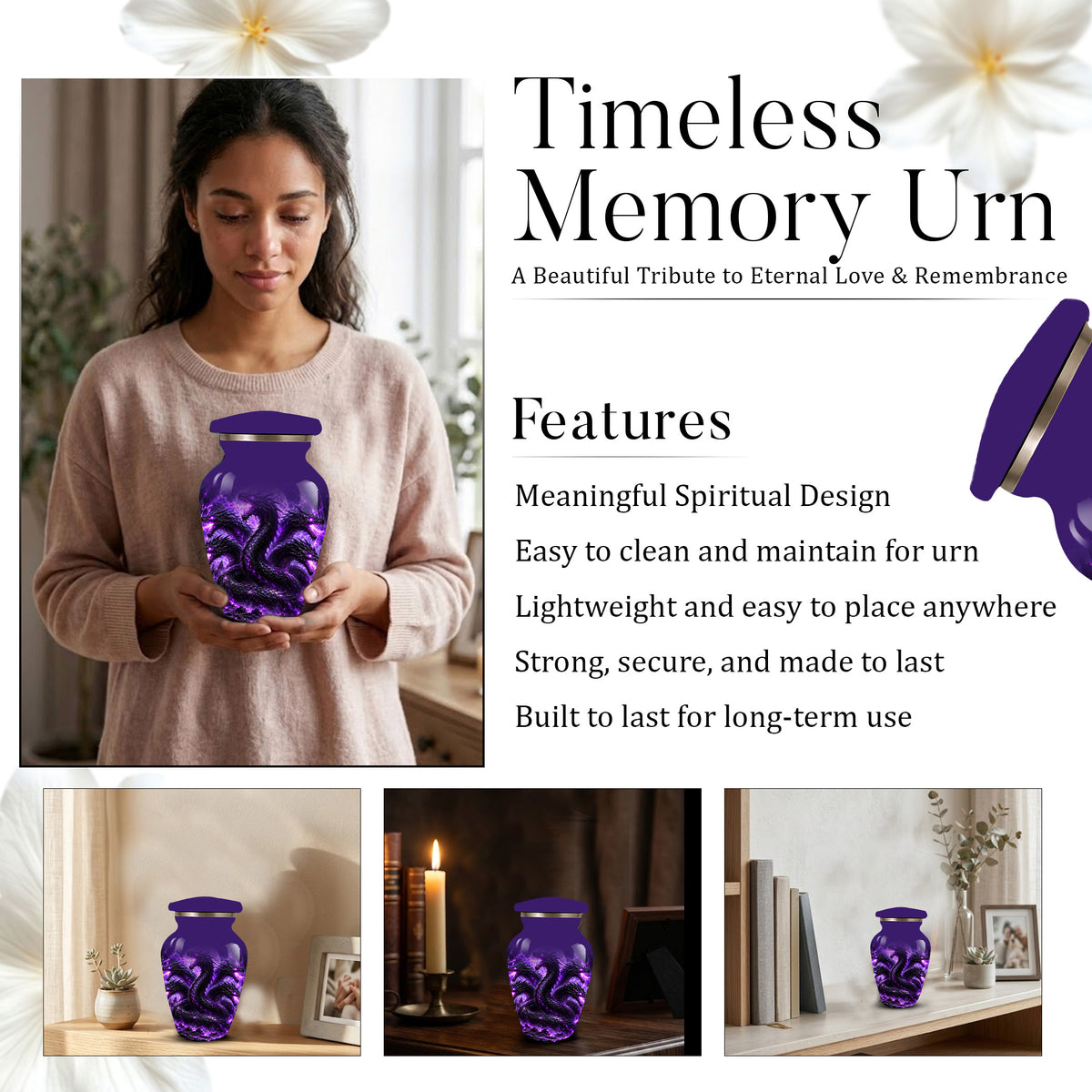 Purple Dragon Cremation Urn for Ashes | Personalized Dragon Memorial Urn | Three Headed Dragon Adult Urn