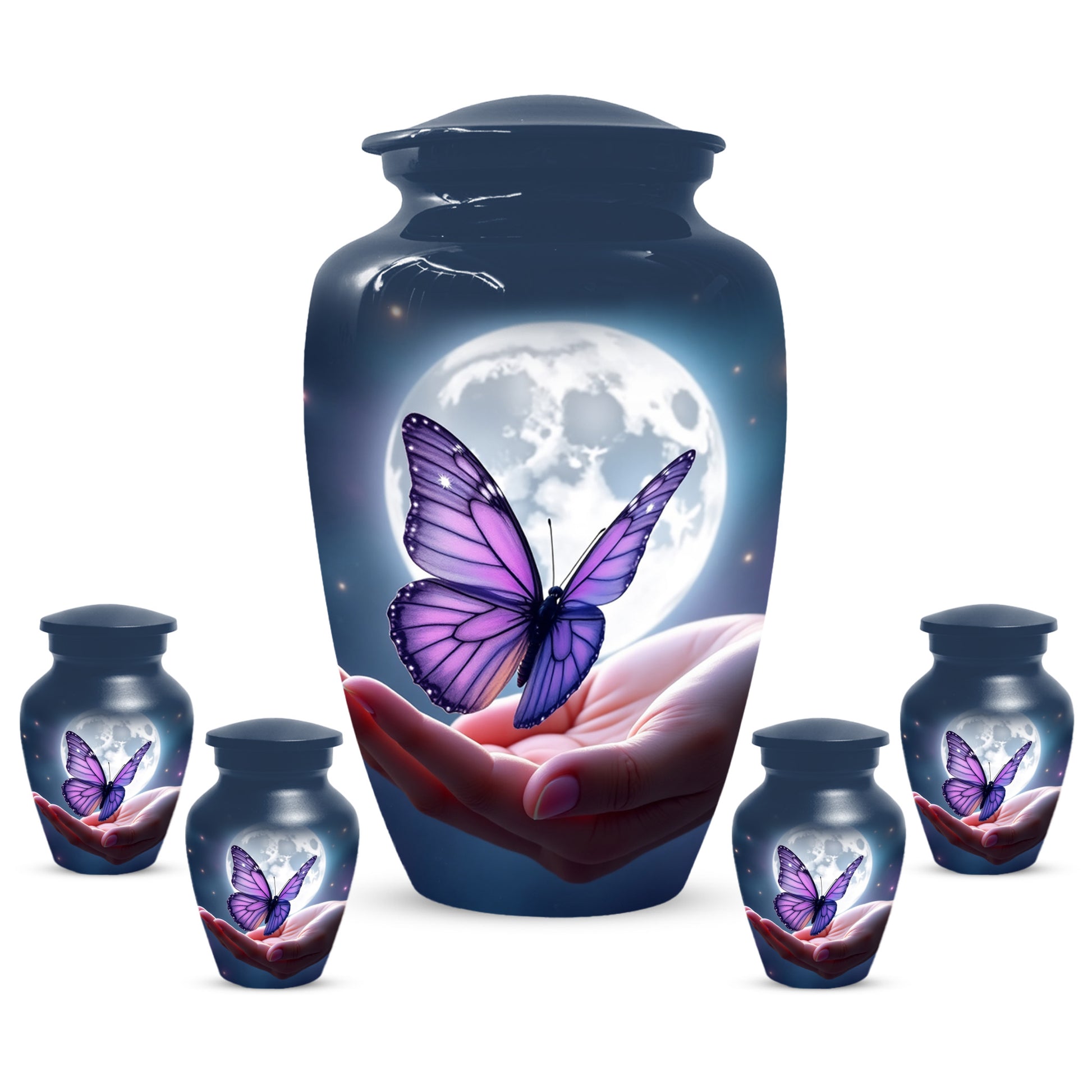 Beautiful Moon Purple Butterfly Urn for Human Ashes | Purple Butterfly Moonlight Cremation Urn