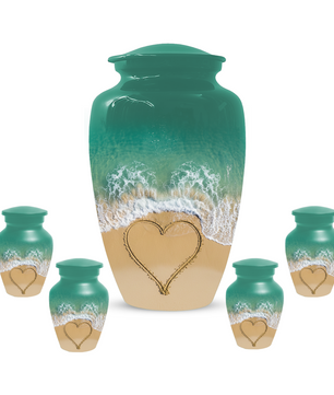 Beach Urn for Ashes, Custom Ocean Cremation Urn, Heart in Sand Memorial Urn