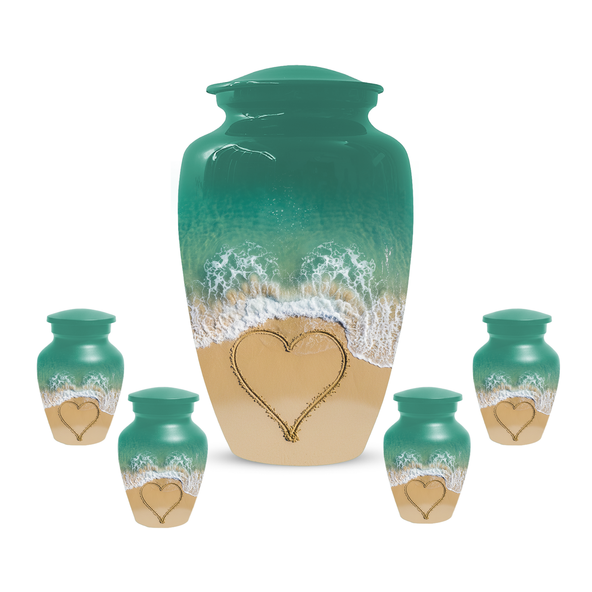 Beach Urn for Ashes, Custom Ocean Cremation Urn, Heart in Sand Memorial Urn