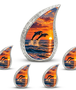 Dolphin Cremation Urn for Ashes, Ocean Memorial Urn, Dolphin Adult Urn, Beach Sunset Cremation Urn