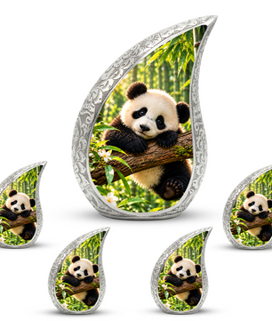 Panda Cremation Urn for Adult Ashes, Cute Panda Memorial Urn, Bamboo Forest Animal Urn