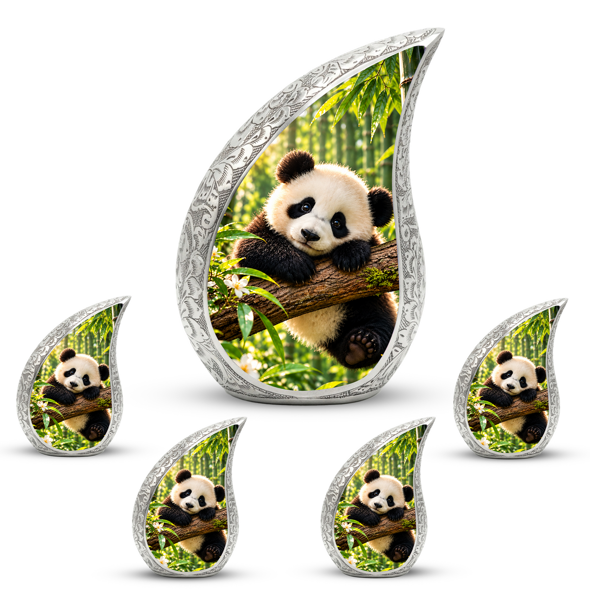 Panda Cremation Urn for Adult Ashes, Cute Panda Memorial Urn, Bamboo Forest Animal Urn