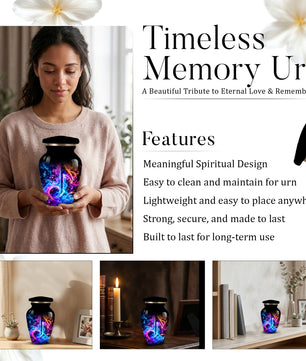 Musical Note Cremation Urn for Adult Ashes, Colorful Galaxy Music Memorial Urn, Adult Cremation Urn with Glowing Neon Treble Clef Artwork