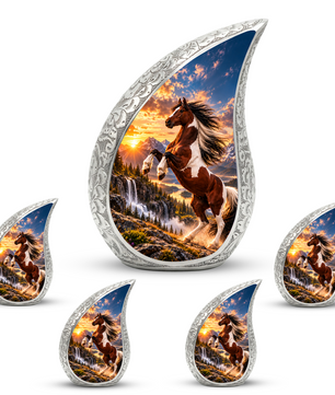 Horse Cremation Urn for Ashes, Rearing Horse Memorial Urn, Personalized Adult Urn