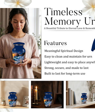 Personalized Adult Cremation Urn for Ashes, Custom Memorial Urn, Ocean Waves and Sunset Design