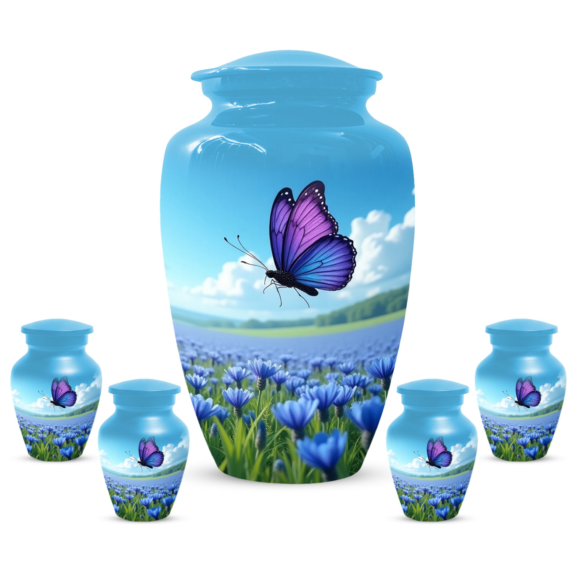 Purple Butterfly Urn for Human Ashes | Elegant Purple Butterfly Cremation Urn for Adult Memorial