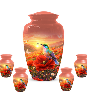 Hummingbird Urn for Ashes, Custom Cremation Urn for Mom, Floral Memorial Urn for Women,