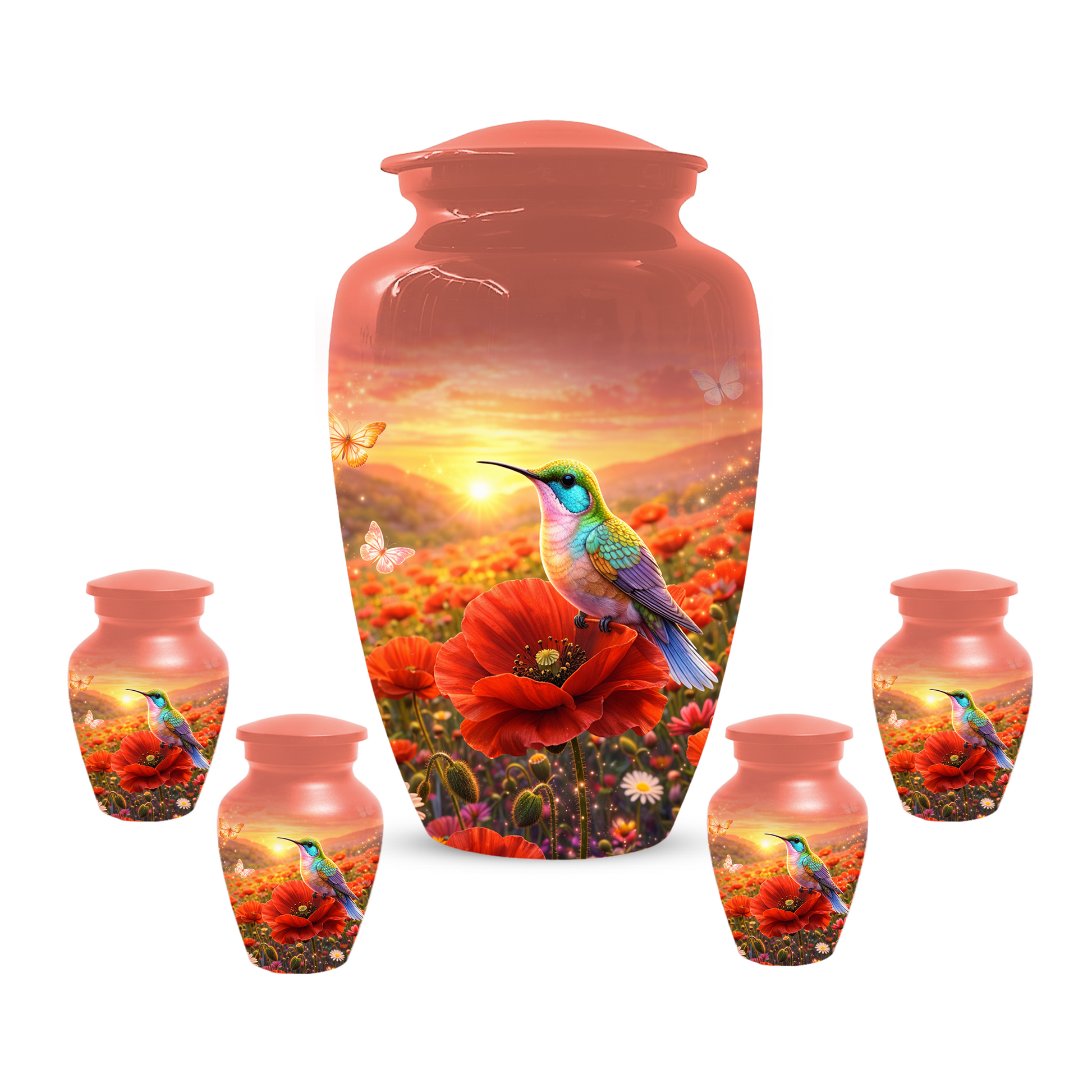 Hummingbird Urn for Ashes, Custom Cremation Urn for Mom, Floral Memorial Urn for Women,