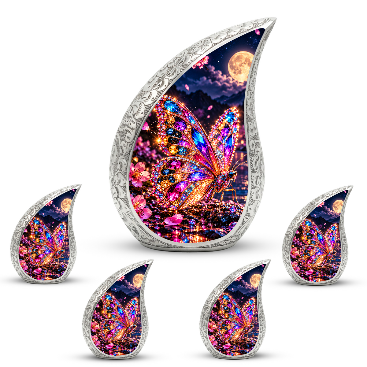 Colorful Butterfly Urn for Ashes, Jeweled Butterfly Cremation Urn