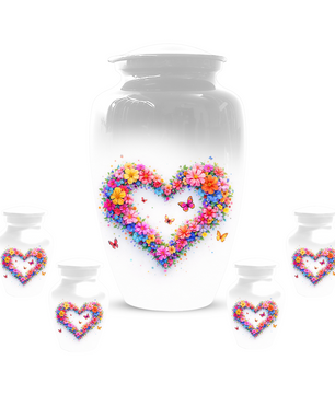 Butterfly Heart Urn for Ashes, Custom Floral Cremation Urn for Mom