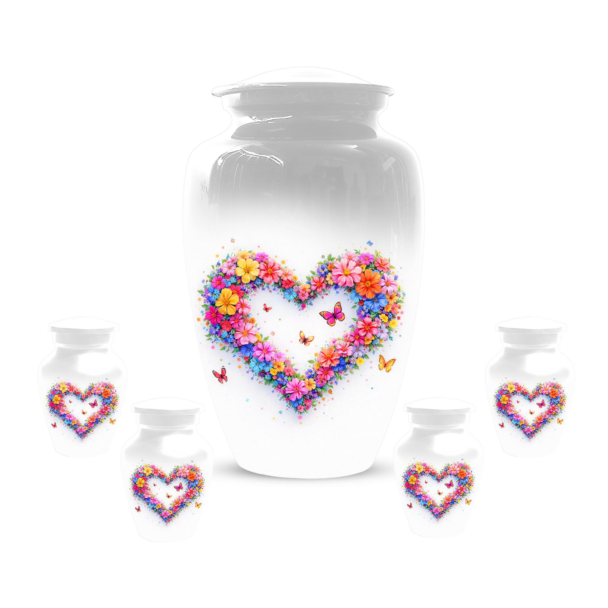 Butterfly Heart Urn for Ashes, Custom Floral Cremation Urn for Mom