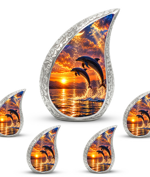 Dolphin Cremation Urn for Mom -  Ocean Sunset Memorial Keepsake Urns