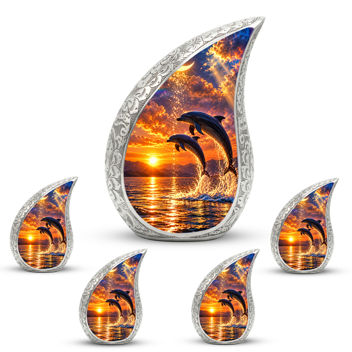 Dolphin Cremation Urn for Mom -  Ocean Sunset Memorial Keepsake Urns