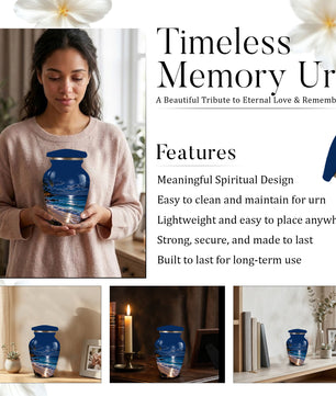 Moonlit Beach Memorial Urn, Ocean Wave Urn ,Adult Cremation Urn for Ashes