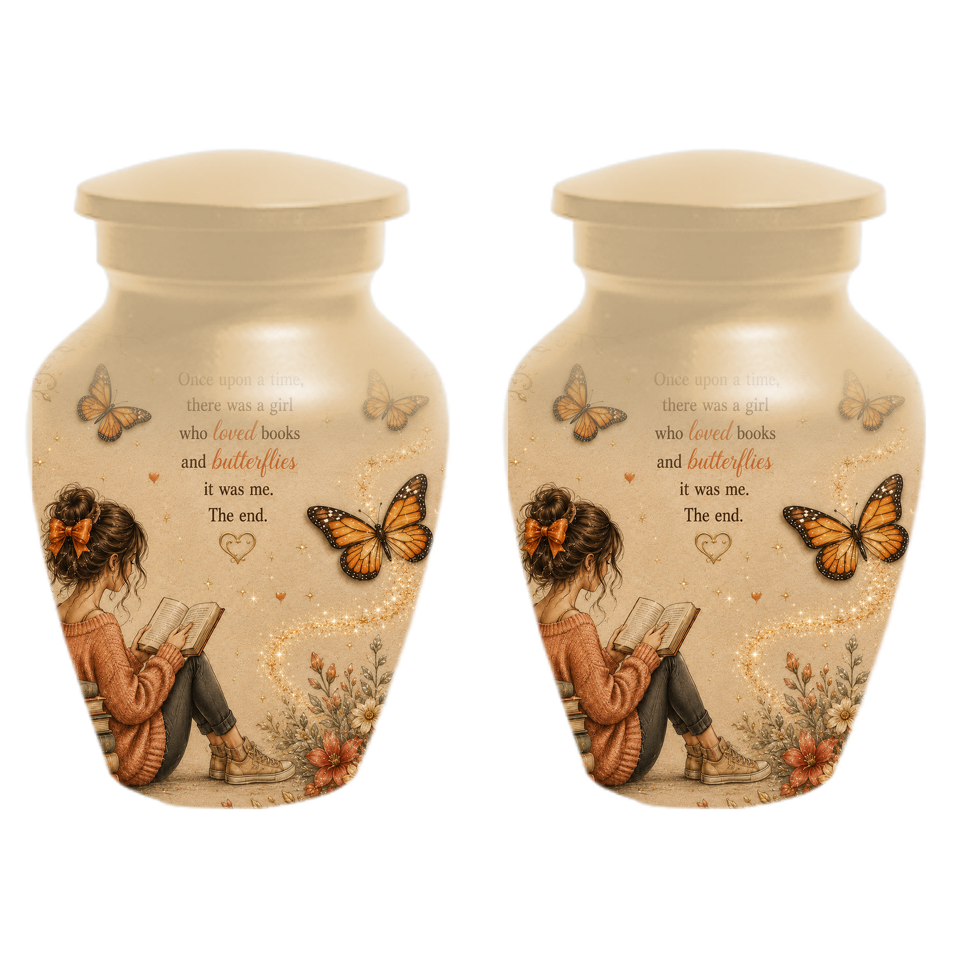 Butterfly Memorial Urn for Mom - Book Lover Memorial Keepsake for Women