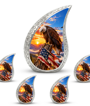 Eagle Cremation Urn for Dad - American Flag Eagle Memorial Keepsake Urn