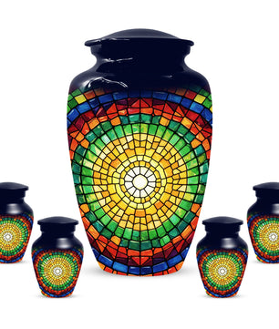 Stained Glass Memorial Urn for Ashes – Custom Rainbow Mosaic Cremation Urn for Mom& Dad - Women & Men,