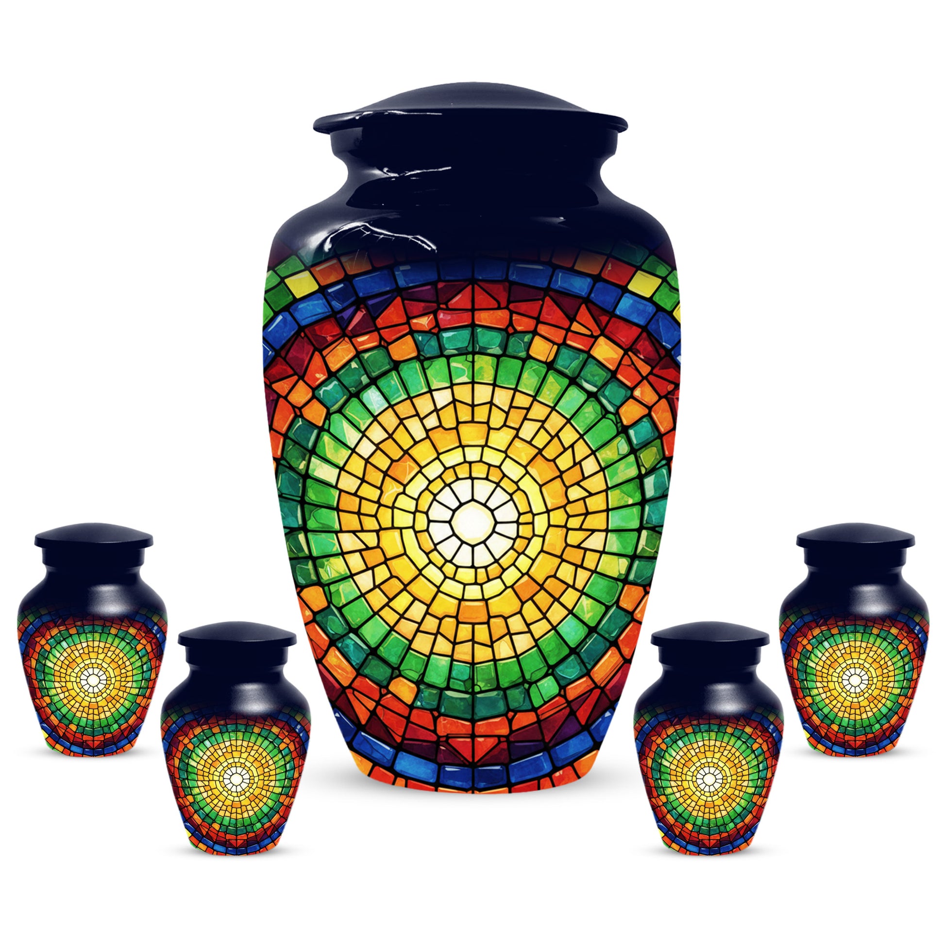 Stained Glass Memorial Urn for Ashes – Custom Rainbow Mosaic Cremation Urn for Mom& Dad - Women & Men,