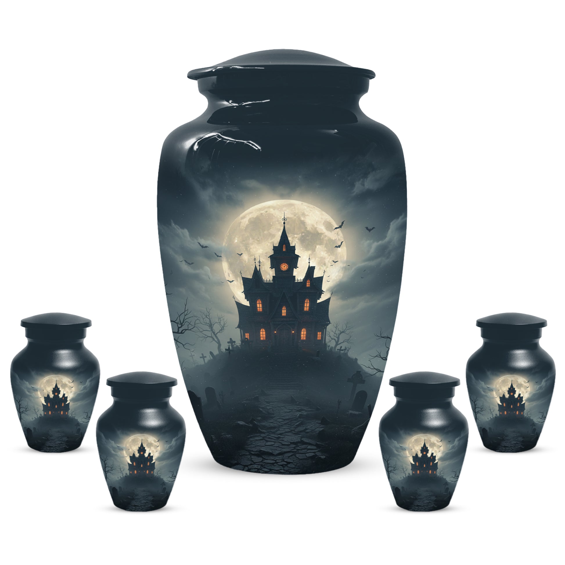 Gothic Haunted House Adult Urn for Human Ashes | Halloween Memorial Adult Cremation Urn for Ashes