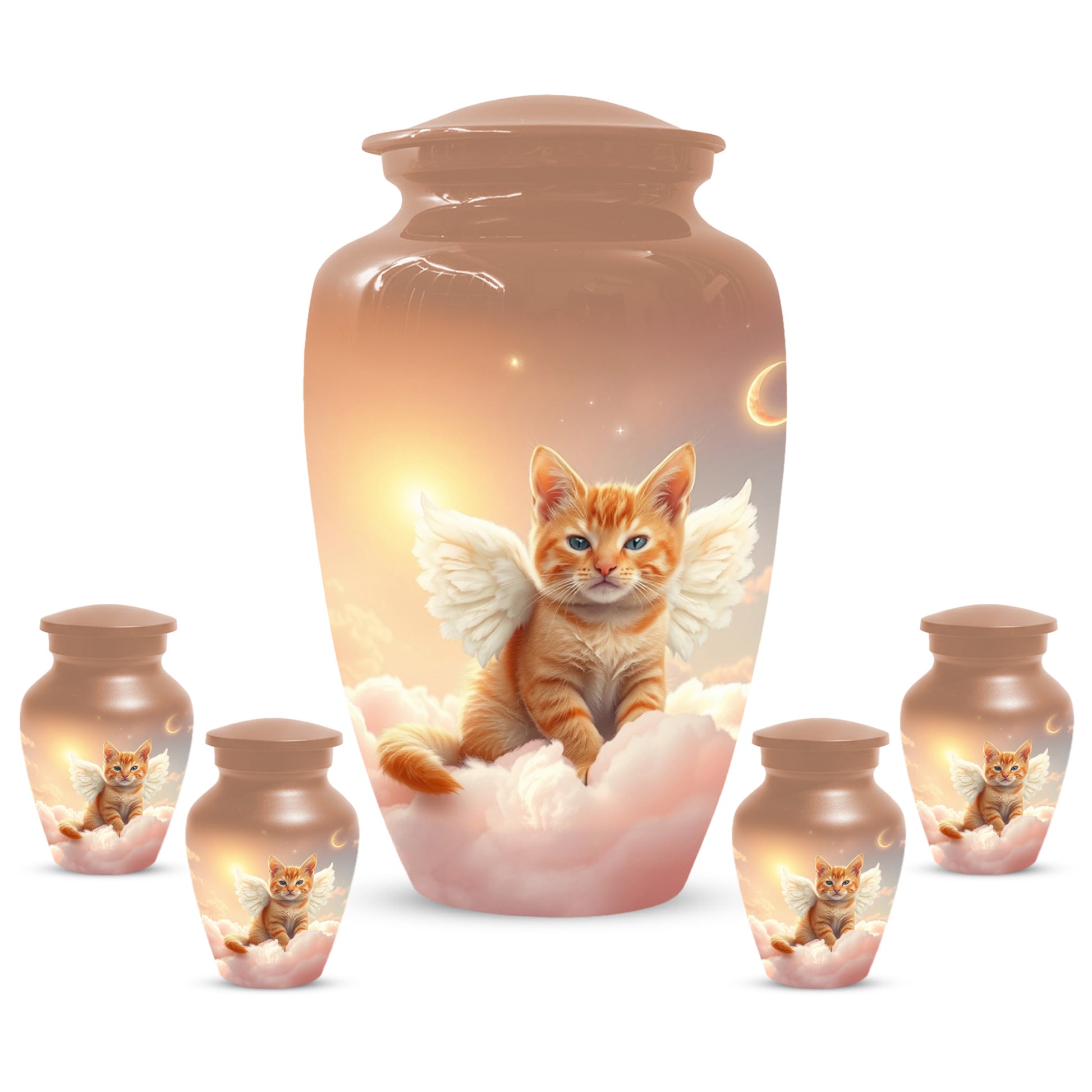 Angel Cat Urn for Ashes - Personalized Pet Memorial | Custom Metal Cremation Urn