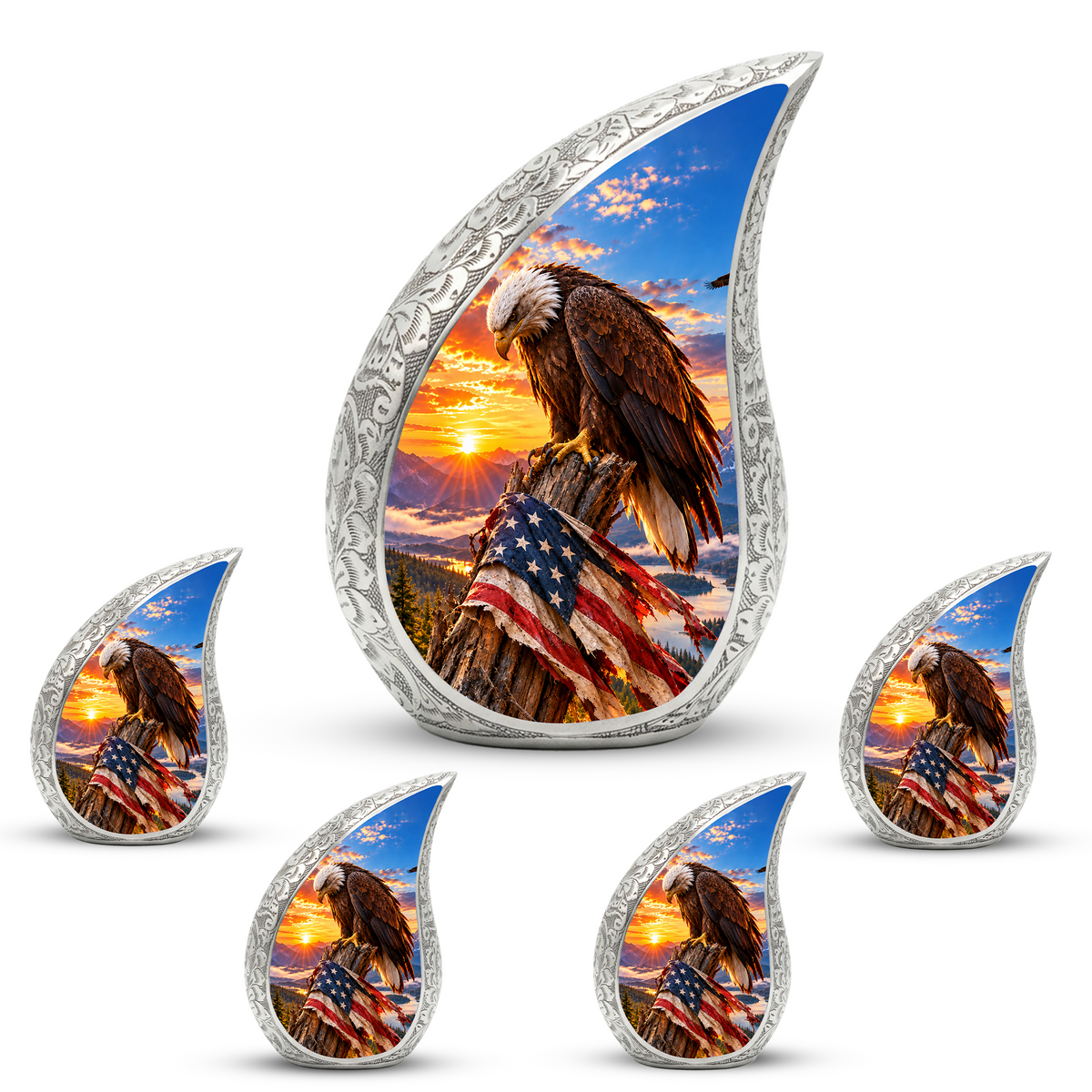American Eagle Cremation Urn for Adult Ashes – Patriotic Bald Eagle Memorial Urn