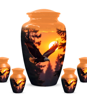 Eagle Sunset Urn for Human Ashes | Majestic Eagle Adult Cremation Urn | Sunset Memorial Funeral Urn