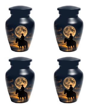 Cowboy Cremation Urn for Dad, Western Horse Memorial Urn for Ashes