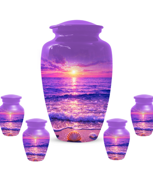 Personalized Ocean Sunset Cremation Urn | Adult, Large, Mini & Keepsake Urn for Human Ashes