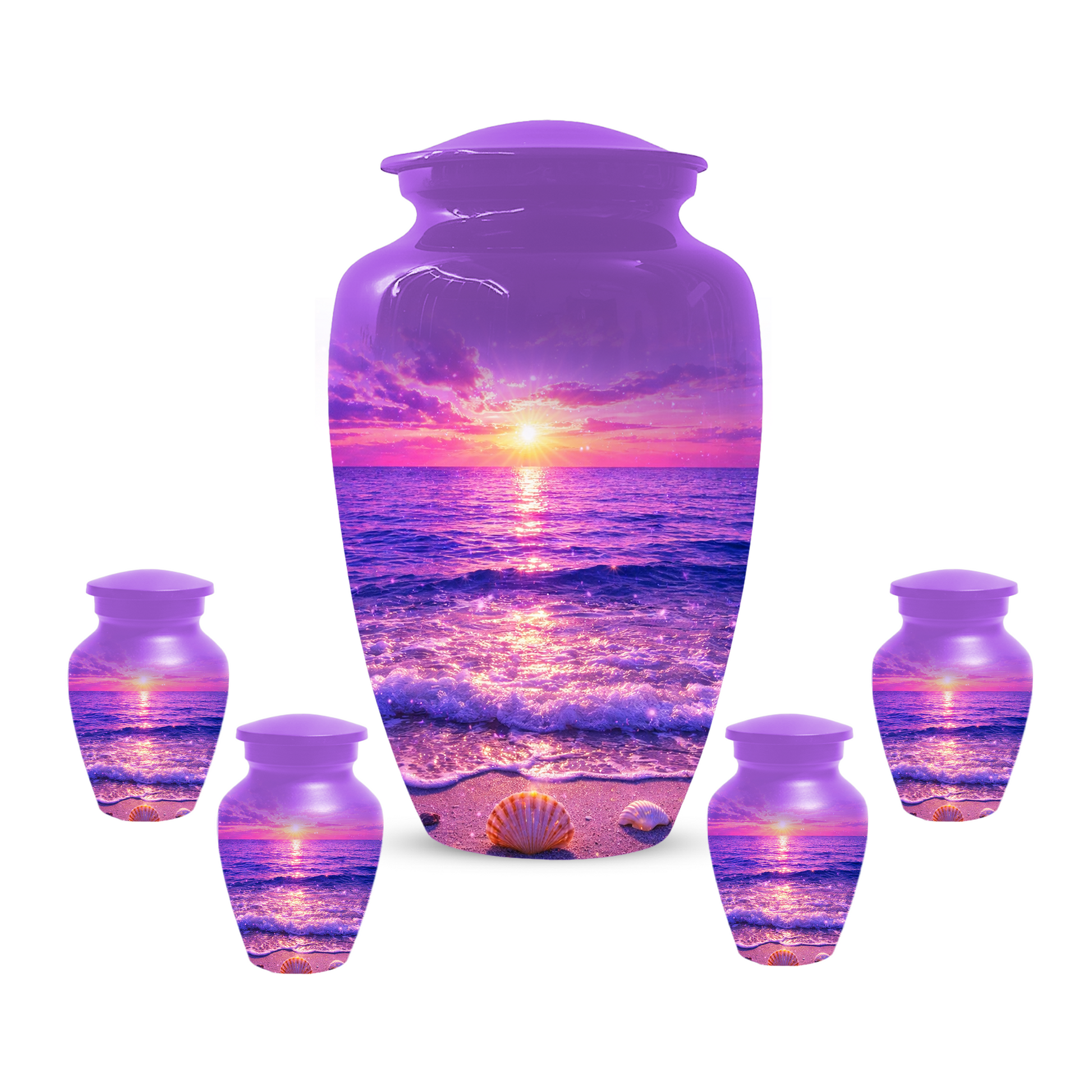 Personalized Ocean Sunset Cremation Urn | Adult, Large, Mini & Keepsake Urn for Human Ashes