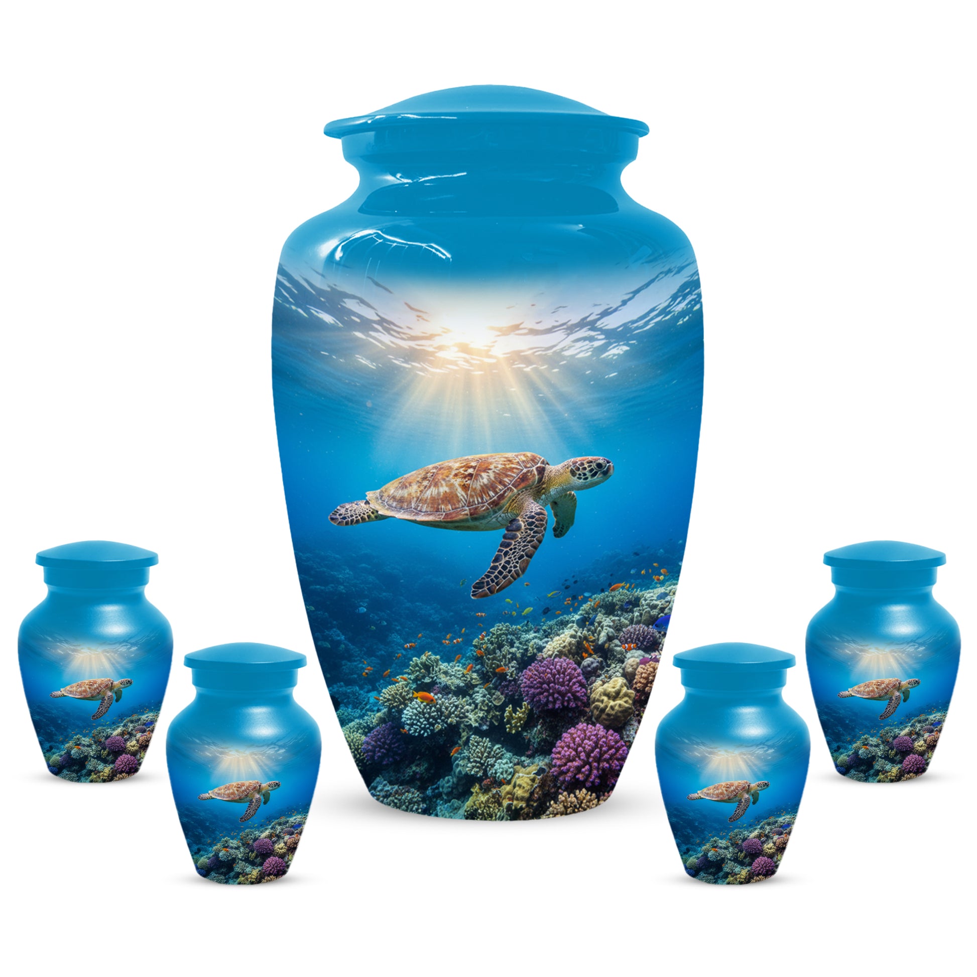 Ocean Wave Cremation Urn for Adult Ashes | Sea Turtle Ocean Theme Memorial Urn