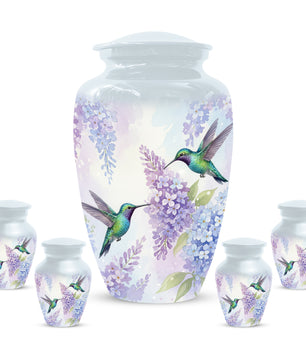 Hummingbird Floral Adult Urn for Human Ashes | Personalized Adult Cremation Urn