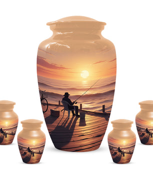 Beautiful Fishing Urn for Dad | Gone Fishing Cremation Urn for Adult & Male Ashes