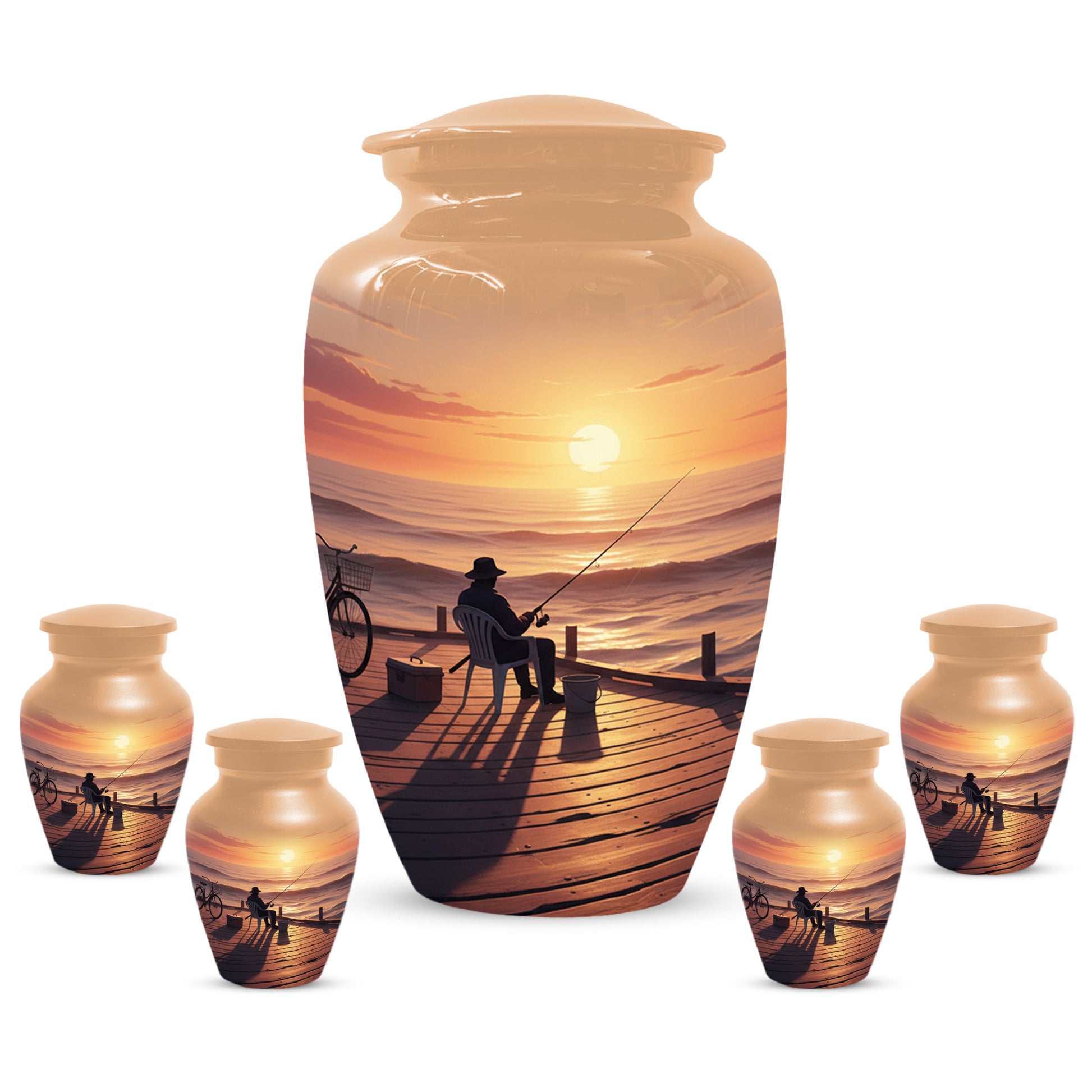 Beautiful Fishing Urn for Dad | Gone Fishing Cremation Urn for Adult & Male Ashes