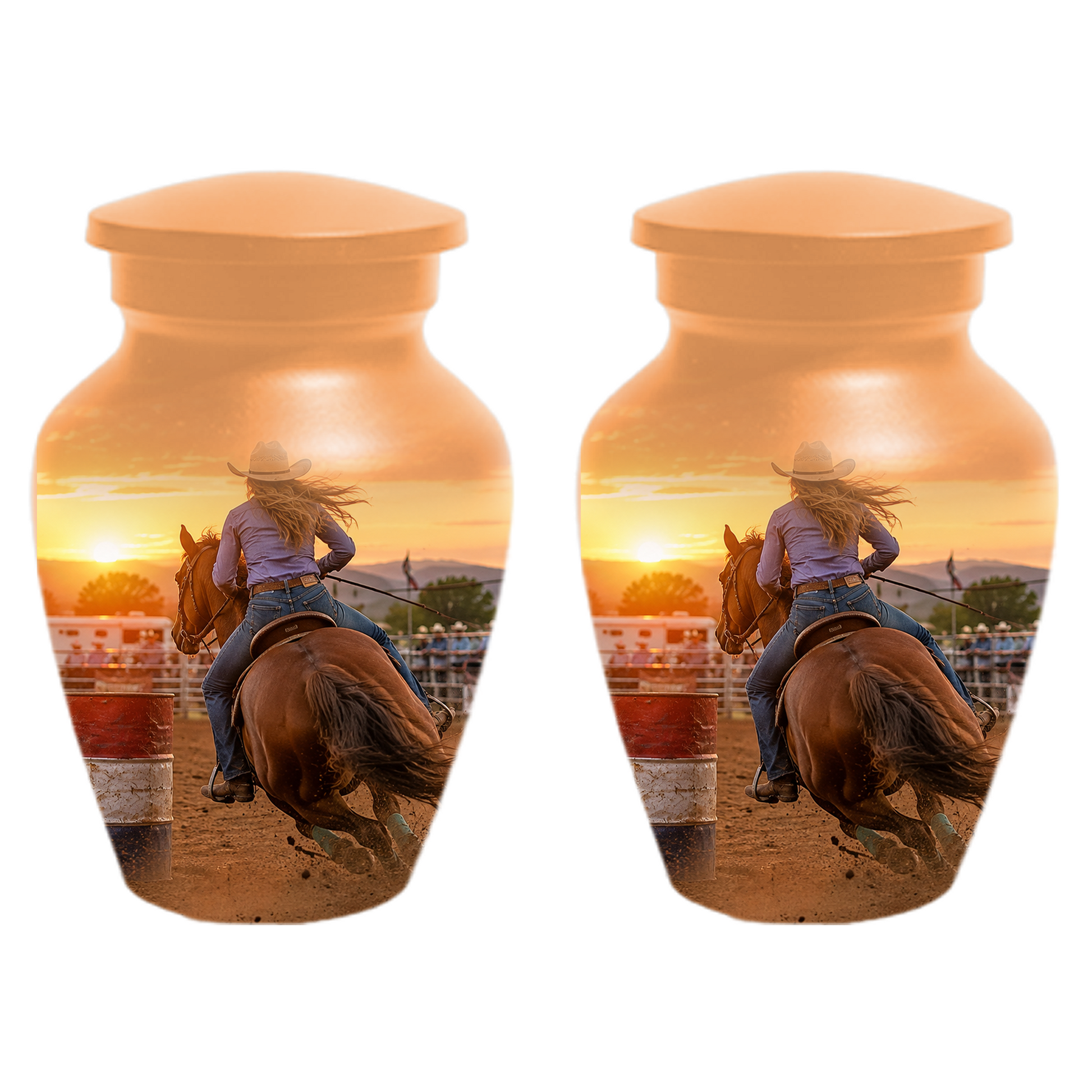Large Cowgirl Urn for Ashes - Personalized Extra Large Barrel Racer Urns for Mom