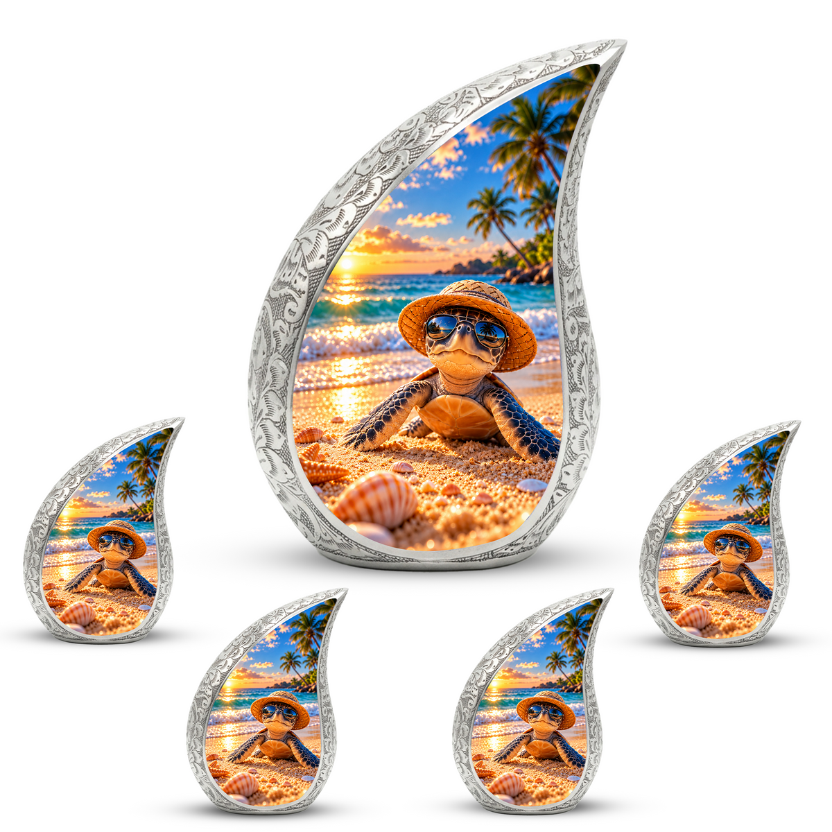 Turtle Cremation Urn for Ashes, Sea Turtle Memorial Urn, Beach Adult Urn
