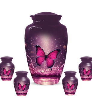 Personalized Pink Butterfly Cremation Urn for Ashes | Memorial Urn for Mom