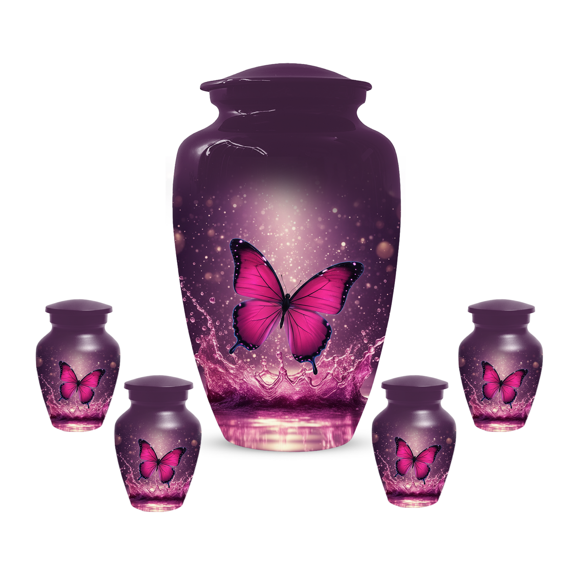 Personalized Pink Butterfly Cremation Urn for Ashes | Memorial Urn for Mom