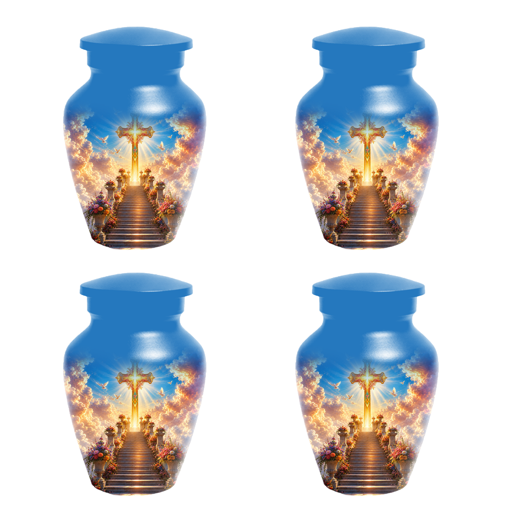 Christian Cross Cremation Urn for Ashes - Heavenly Stairway Memorial Urns