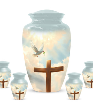 Christian Cross Cremation Urn for Mom – Dove Memorial Urn for Ashes