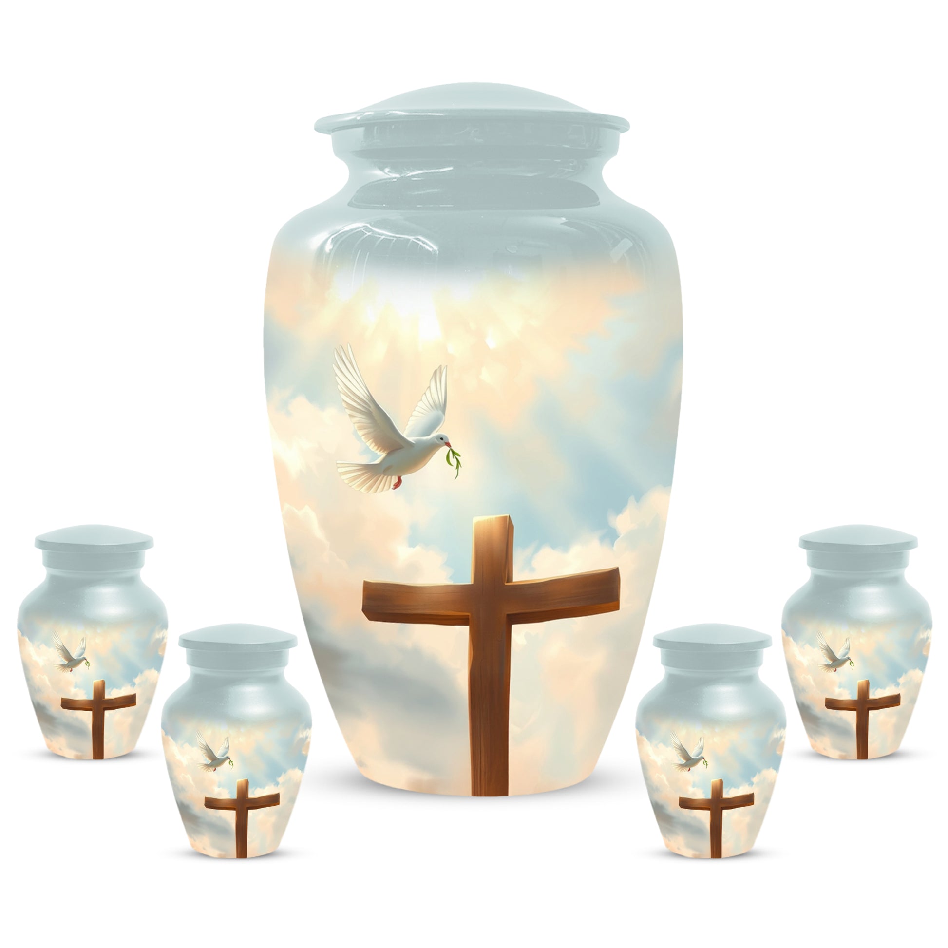 Christian Cross Cremation Urn for Mom – Dove Memorial Urn for Ashes