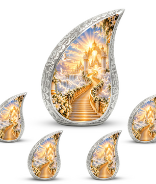 Heavenly Stairway Cremation Urn for Adult Ashes, Golden Heaven Memorial Urn